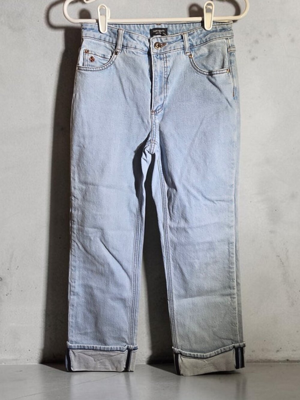 Kate Spade Straight Leg Cuffed Light Wash Denim Jeans Size 27